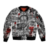 Langston Hughes Sleeve Zip Bomber Jacket Urban Brick Wall Design with Protest Art and Poetry Powerful Quotes - Wonder Print Shop