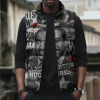 Langston Hughes Sleeveless Puffer Jacket Urban Brick Wall Design with Protest Art and Poetry Powerful Quotes - Wonder Print Shop