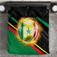 Custom Senegal Bedding Set Lion Graphic, National Flag, Fiery Soccer Ball - Bold African Pride Design - Wonder Print Shop