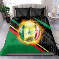Custom Senegal Bedding Set Lion Graphic, National Flag, Fiery Soccer Ball - Bold African Pride Design - Wonder Print Shop