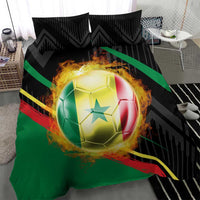Custom Senegal Bedding Set Lion Graphic, National Flag, Fiery Soccer Ball - Bold African Pride Design - Wonder Print Shop