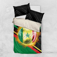 Custom Senegal Bedding Set Lion Graphic, National Flag, Fiery Soccer Ball - Bold African Pride Design - Wonder Print Shop
