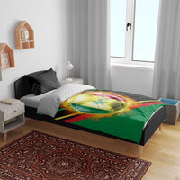 Custom Senegal Bedding Set Lion Graphic, National Flag, Fiery Soccer Ball - Bold African Pride Design - Wonder Print Shop