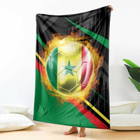 Custom Senegal Blanket Lion Graphic, National Flag, Fiery Soccer Ball - Bold African Pride Design - Wonder Print Shop