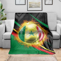 Custom Senegal Blanket Lion Graphic, National Flag, Fiery Soccer Ball - Bold African Pride Design - Wonder Print Shop
