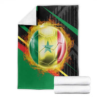 Custom Senegal Blanket Lion Graphic, National Flag, Fiery Soccer Ball - Bold African Pride Design - Wonder Print Shop
