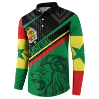 Custom Senegal Button Sweatshirt Lion Graphic, National Flag, Fiery Soccer Ball - Bold African Pride Design - Wonder Print Shop