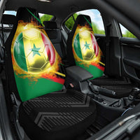Custom Senegal Car Seat Cover Lion Graphic, National Flag, Fiery Soccer Ball - Bold African Pride Design - Wonder Print Shop