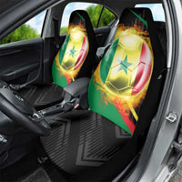 Custom Senegal Car Seat Cover Lion Graphic, National Flag, Fiery Soccer Ball - Bold African Pride Design - Wonder Print Shop