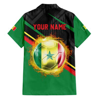 Custom Senegal Family Matching Long Sleeve Bodycon Dress and Hawaiian Shirt Lion Graphic, National Flag, Fiery Soccer Ball - Bold African Pride Design - Wonder Print Shop