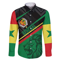Custom Senegal Family Matching Long Sleeve Bodycon Dress and Hawaiian Shirt Lion Graphic, National Flag, Fiery Soccer Ball - Bold African Pride Design - Wonder Print Shop
