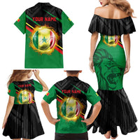 Custom Senegal Family Matching Mermaid Dress and Hawaiian Shirt Lion Graphic, National Flag, Fiery Soccer Ball - Bold African Pride Design - Wonder Print Shop