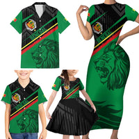 Custom Senegal Family Matching Short Sleeve Bodycon Dress and Hawaiian Shirt Lion Graphic, National Flag, Fiery Soccer Ball - Bold African Pride Design - Wonder Print Shop