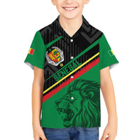 Custom Senegal Family Matching Short Sleeve Bodycon Dress and Hawaiian Shirt Lion Graphic, National Flag, Fiery Soccer Ball - Bold African Pride Design - Wonder Print Shop