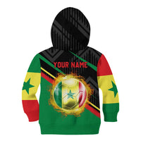 Custom Senegal Kid Hoodie Lion Graphic, National Flag, Fiery Soccer Ball - Bold African Pride Design - Wonder Print Shop