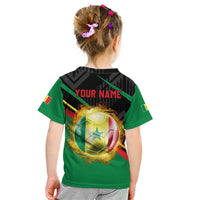 Custom Senegal Kid T Shirt Lion Graphic, National Flag, Fiery Soccer Ball - Bold African Pride Design - Wonder Print Shop