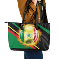 Custom Senegal Leather Tote Bag Lion Graphic, National Flag, Fiery Soccer Ball - Bold African Pride Design - Wonder Print Shop