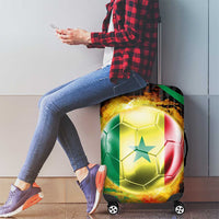Custom Senegal Luggage Cover Lion Graphic, National Flag, Fiery Soccer Ball - Bold African Pride Design - Wonder Print Shop