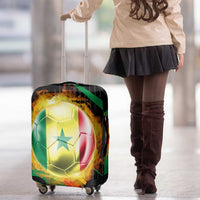 Custom Senegal Luggage Cover Lion Graphic, National Flag, Fiery Soccer Ball - Bold African Pride Design - Wonder Print Shop