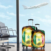 Custom Senegal Luggage Cover Lion Graphic, National Flag, Fiery Soccer Ball - Bold African Pride Design - Wonder Print Shop