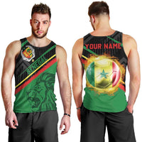 Custom Senegal Men Tank Top Lion Graphic, National Flag, Fiery Soccer Ball - Bold African Pride Design - Wonder Print Shop