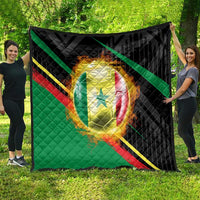 Custom Senegal Quilt Lion Graphic, National Flag, Fiery Soccer Ball - Bold African Pride Design - Wonder Print Shop