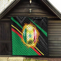 Custom Senegal Quilt Lion Graphic, National Flag, Fiery Soccer Ball - Bold African Pride Design - Wonder Print Shop