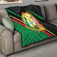 Custom Senegal Quilt Lion Graphic, National Flag, Fiery Soccer Ball - Bold African Pride Design - Wonder Print Shop