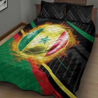 Custom Senegal Quilt Bed Set Lion Graphic, National Flag, Fiery Soccer Ball - Bold African Pride Design - Wonder Print Shop
