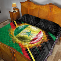 Custom Senegal Quilt Bed Set Lion Graphic, National Flag, Fiery Soccer Ball - Bold African Pride Design - Wonder Print Shop