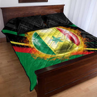 Custom Senegal Quilt Bed Set Lion Graphic, National Flag, Fiery Soccer Ball - Bold African Pride Design - Wonder Print Shop