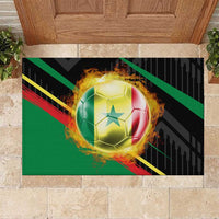 Custom Senegal Rubber Doormat Lion Graphic, National Flag, Fiery Soccer Ball - Bold African Pride Design - Wonder Print Shop