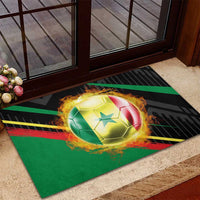 Custom Senegal Rubber Doormat Lion Graphic, National Flag, Fiery Soccer Ball - Bold African Pride Design - Wonder Print Shop