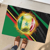 Custom Senegal Rubber Doormat Lion Graphic, National Flag, Fiery Soccer Ball - Bold African Pride Design - Wonder Print Shop