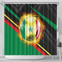 Custom Senegal Shower Curtain Lion Graphic, National Flag, Fiery Soccer Ball - Bold African Pride Design - Wonder Print Shop