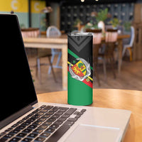 Custom Senegal Skinny Tumbler Lion Graphic, National Flag, Fiery Soccer Ball - Bold African Pride Design - Wonder Print Shop