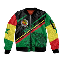 Custom Senegal Sleeve Zip Bomber Jacket Lion Graphic, National Flag, Fiery Soccer Ball - Bold African Pride Design - Wonder Print Shop