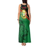 Custom Senegal Tank Maxi Dress Lion Graphic, National Flag, Fiery Soccer Ball - Bold African Pride Design - Wonder Print Shop