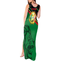 Custom Senegal Tank Maxi Dress Lion Graphic, National Flag, Fiery Soccer Ball - Bold African Pride Design - Wonder Print Shop
