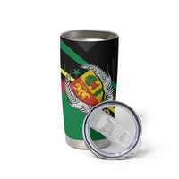 Custom Senegal Tumbler Cup Lion Graphic, National Flag, Fiery Soccer Ball - Bold African Pride Design - Wonder Print Shop