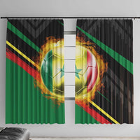 Custom Senegal Window Curtain Lion Graphic, National Flag, Fiery Soccer Ball - Bold African Pride Design - Wonder Print Shop
