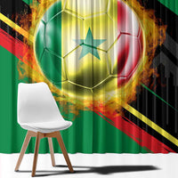 Custom Senegal Window Curtain Lion Graphic, National Flag, Fiery Soccer Ball - Bold African Pride Design - Wonder Print Shop