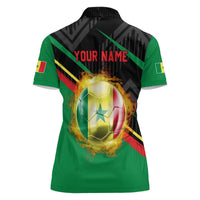 Custom Senegal Women Polo Shirt Lion Graphic, National Flag, Fiery Soccer Ball - Bold African Pride Design - Wonder Print Shop