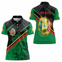 Custom Senegal Women Polo Shirt Lion Graphic, National Flag, Fiery Soccer Ball - Bold African Pride Design - Wonder Print Shop