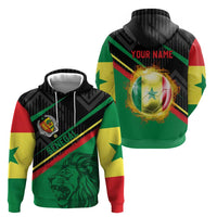 Custom Senegal Zip Hoodie Lion Graphic, National Flag, Fiery Soccer Ball - Bold African Pride Design - Wonder Print Shop
