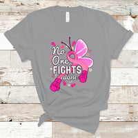 Breast Cancer Awareness T Shirt No One Fights Alone - Wonder Print Shop