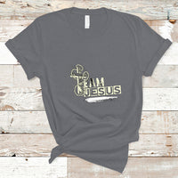 Charcoal T-shirt with front “Team Jesus” graphic and cross emblem