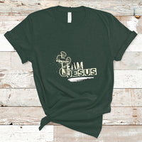 Dark forest green T-shirt with front “Team Jesus” graphic and cross emblem