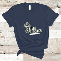 Navy T-shirt with front “Team Jesus” graphic and cross emblem