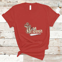 Red T-shirt with front “Team Jesus” graphic and cross emblem